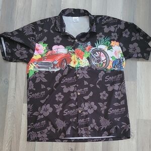 Snap On Tropical Floral Full Button Lightweight Top Polo Size 2xl